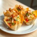 Nasi kip in krokante sesambakjes