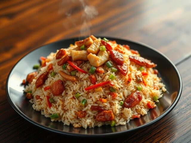 Nasi met kip in ketjapsaus