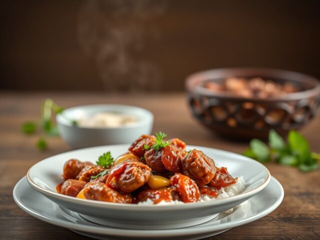 Nassi poetih en daging rendang