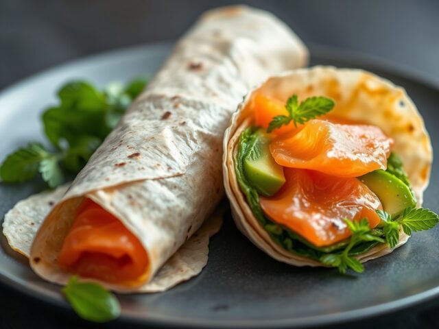 Neptunus wrap met gerookte zalm — AI-gegenereerde illustratie