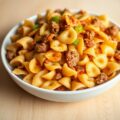 New orleans pasta met pikant varkensvlees