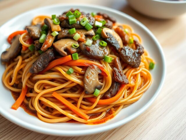 Noedels met Worteltjes en Champignons