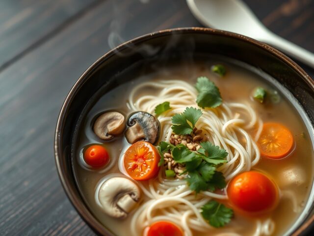 Noedelsoepje met shiitake en sesam
