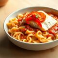 Noodles met kabeljauw in tomatensaus