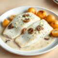 Noordzeetong met champignons en witte-wijnsaus