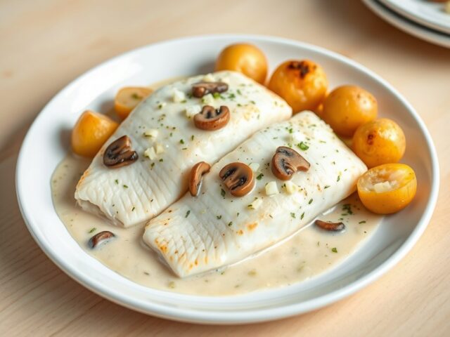 Noordzeetong met champignons en witte-wijnsaus