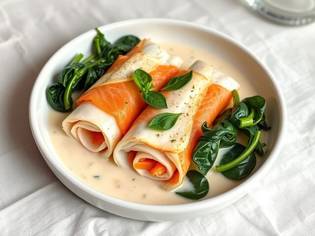 Noordzeetong met gerookte zalm en basilicum