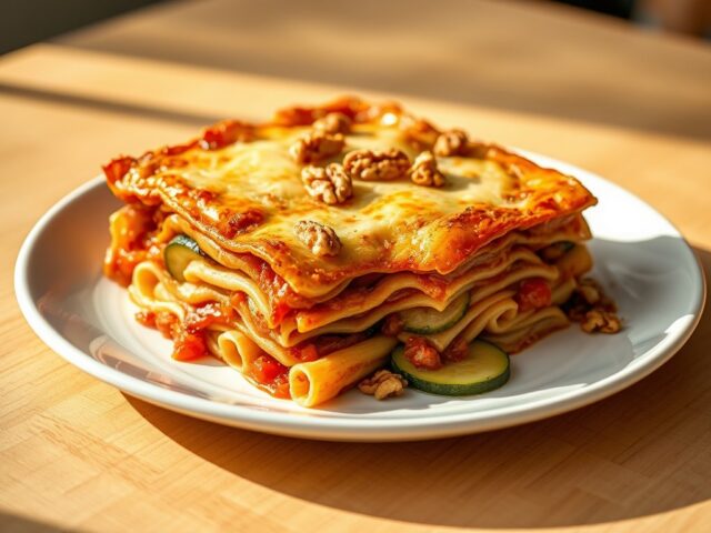 Notenlasagne met courgette