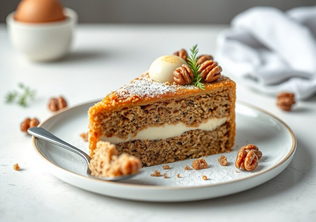 Nußtorte (walnotentaart), AI-gegenereerde illustratie