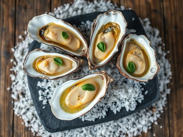 Oesters met dragonboter.