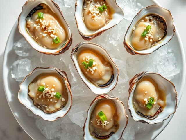 Oesters met lente-ui