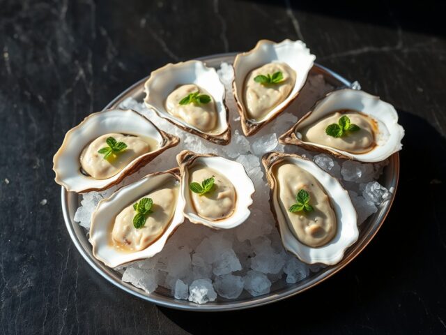 Oesters met waterkers en munt