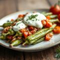 Okraschotel met crème fraîche