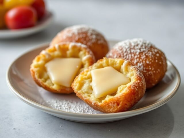 Oliebollen met kaas en rivierkreeft — AI-gegenereerde illustratie