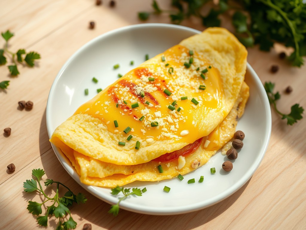 Omelet, AI-gegenereerde illustratie