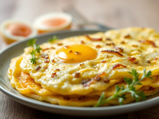 Omelet met aardappel en ui