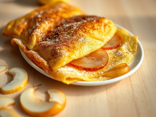 Omelet met peer en kaneel