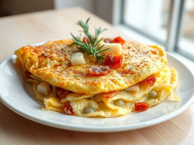 Omelet met prei en spekjes