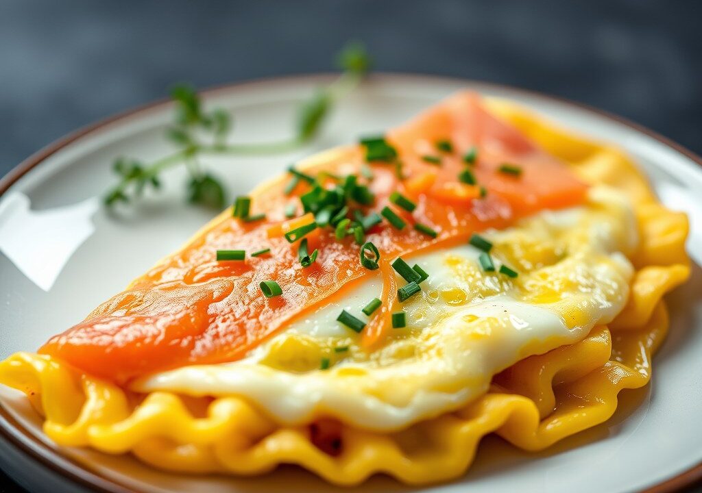 omelet met zalm, AI-gegenereerde illustratie