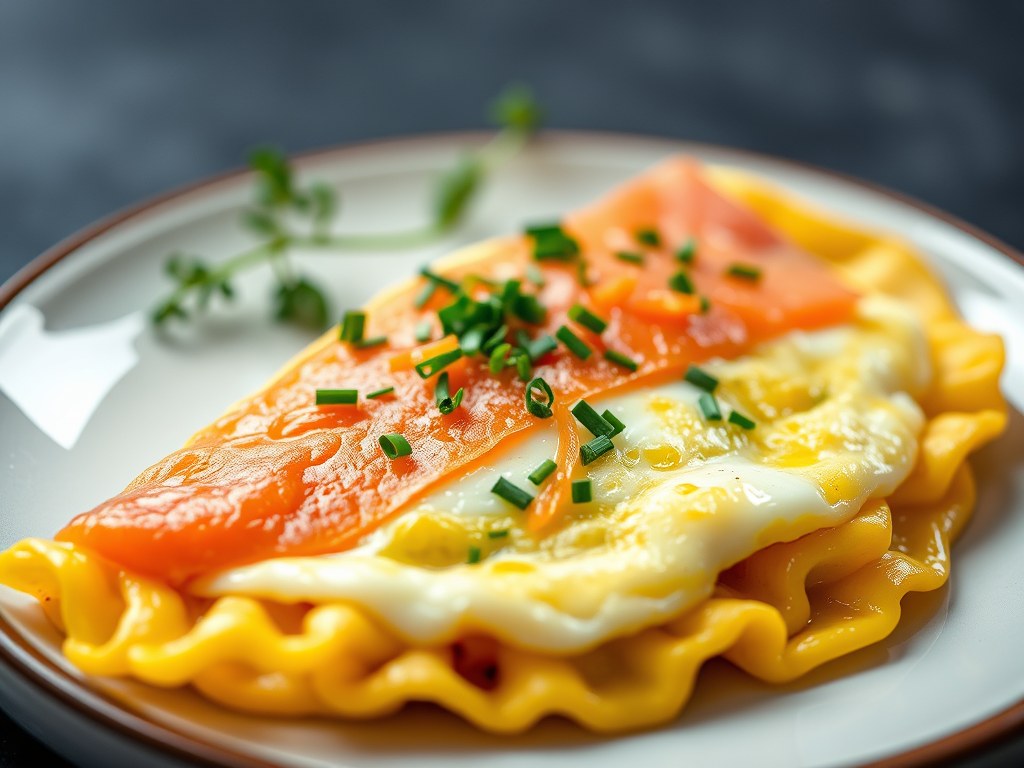 omelet met zalm, AI-gegenereerde illustratie