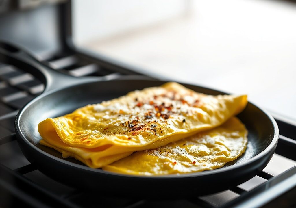 Omelet uit de oven, AI-gegenereerde illustratie