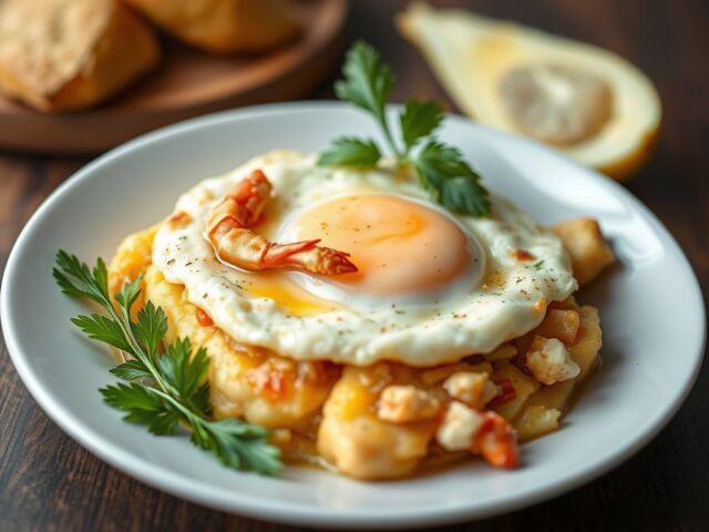 Omelet van krab en gember en sherry