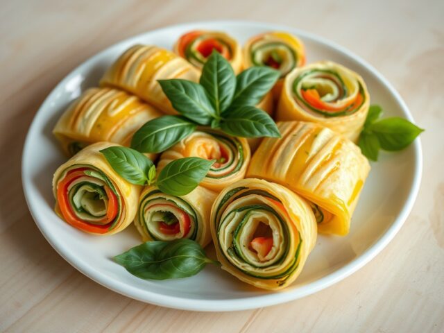 Omeletrolletjes met groentereepjes