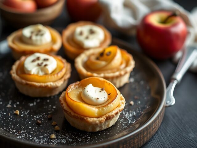 Omgekeerde appeltaartjes met camembert — AI-gegenereerde illustratie