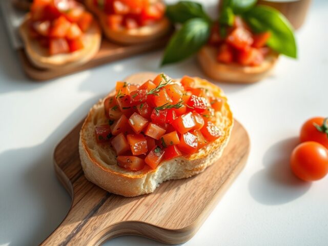 Ontbijt-bruschetta met tomaat