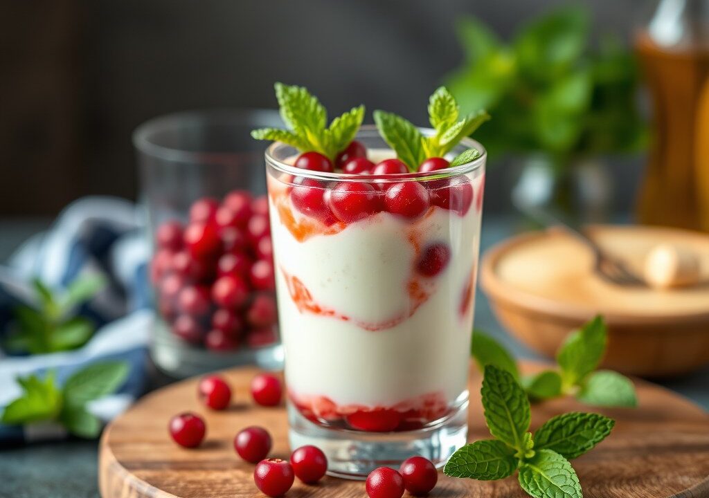 Ontbijtcocktail met besjes, AI-gegenereerde illustratie