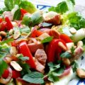 Oosterse salade met varkenshaaspuntjes