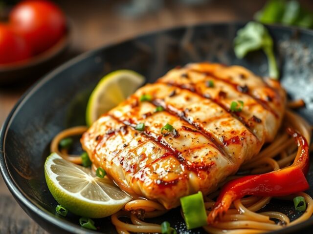 oosterse zalmfilet van de grill