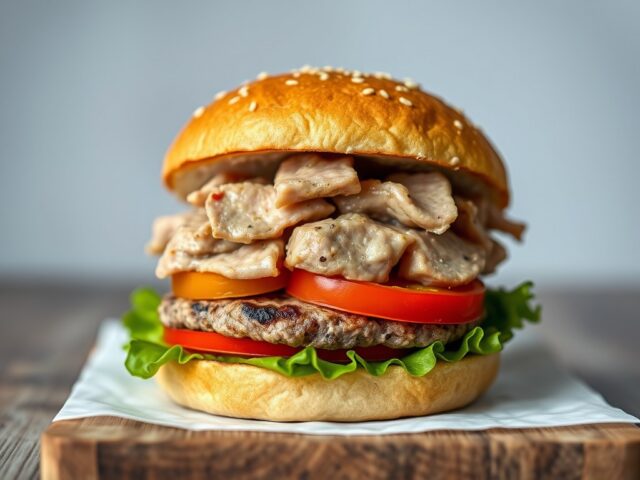 Open tonijnburger — AI-gegenereerde illustratie