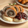 Opgerolde kalkoenfilet met verse spinazie
