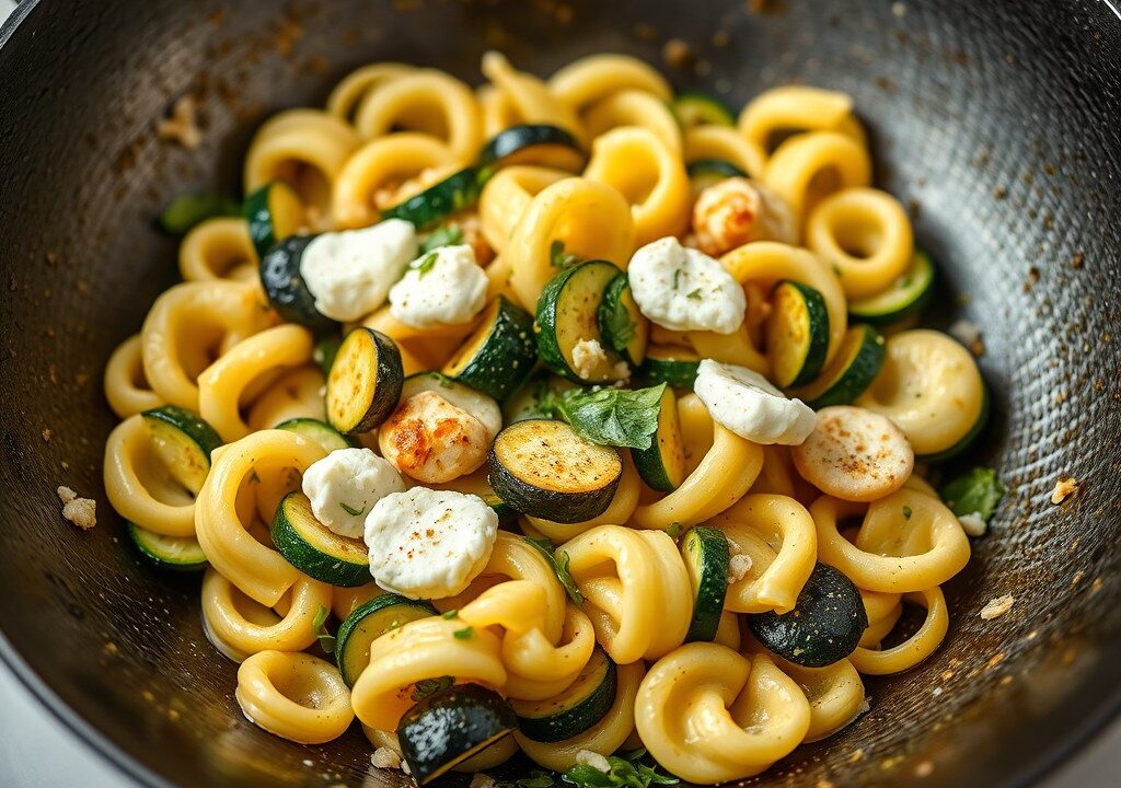 Orecchiette met courgette en ricotta, AI-gegenereerde illustratie