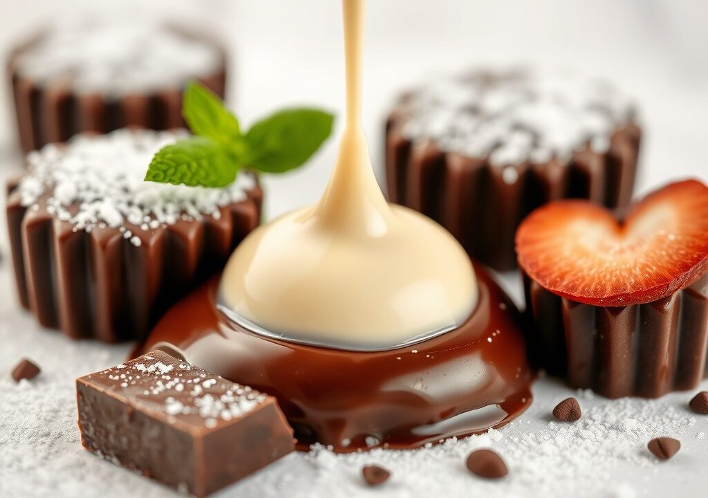 Orgasme van chocolade, AI-gegenereerde illustratie