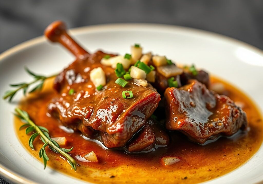 Osso bucco van konijn, AI-gegenereerde illustratie