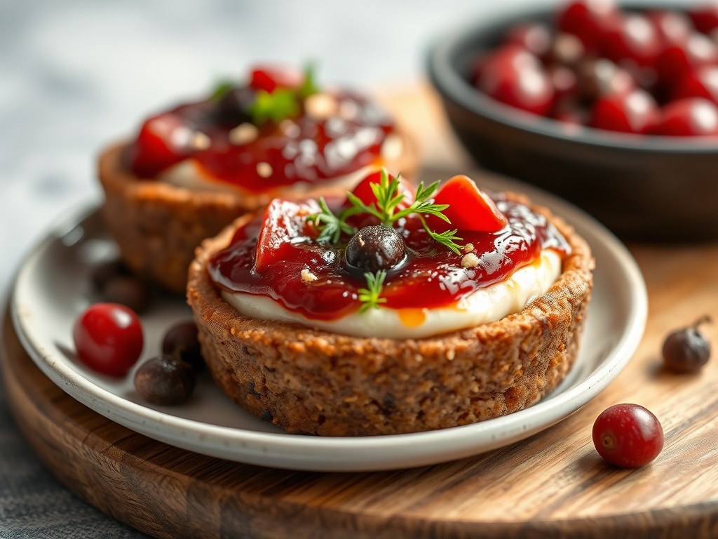 Oudekaaspuntjes met abrikozen-druivensalade, AI-gegenereerde illustratie