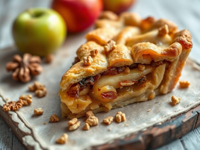 Ouderwetse lekkere appeltaart met macademianoten