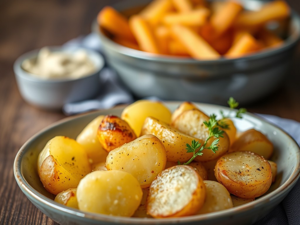 Oven aardappelen, AI-gegenereerde illustratie