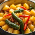 Ovenpotje van aardappelen en groenten