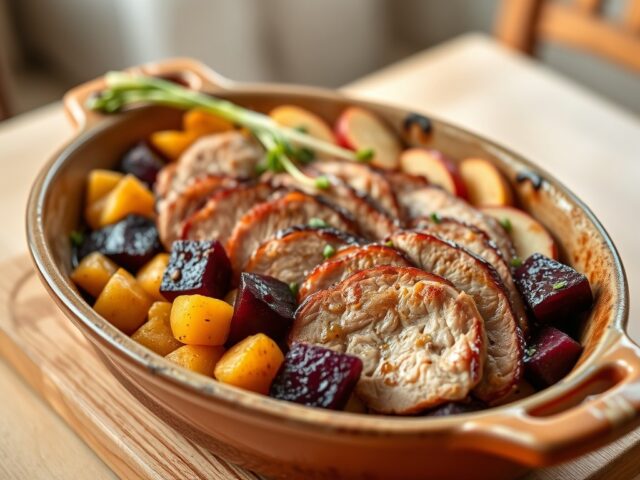 Ovenschotel met bietjes en varkensfilet