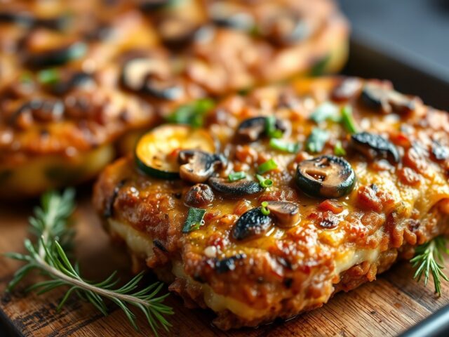 Ovenschotel met gehakt en courgette — AI-gegenereerde illustratie