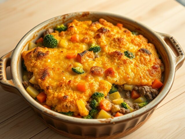 Ovenschotel rosti met groenten en gehakt