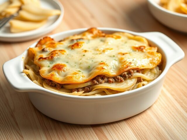 Ovenschotel van witte kool en gehakt