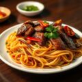 Overheerlijke, goedgevulde Bami Goreng (zoveel lekkerder dan van de Chinees..)