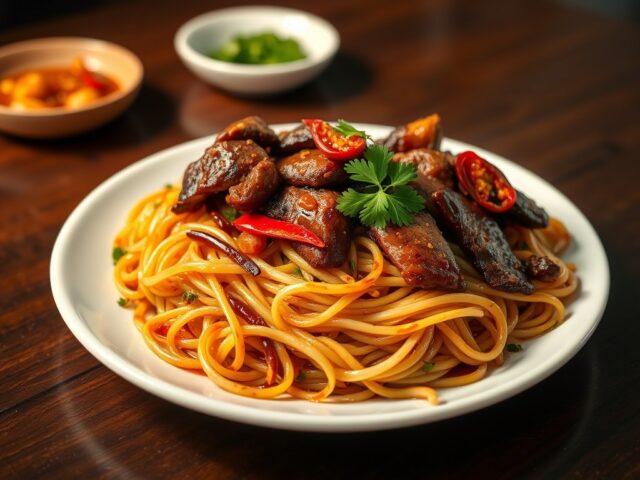 Overheerlijke, goedgevulde Bami Goreng (zoveel lekkerder dan van de Chinees..)