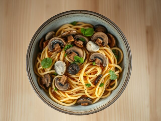 Paddestoelen met pasta