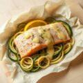 Pakketje van zalm en courgette