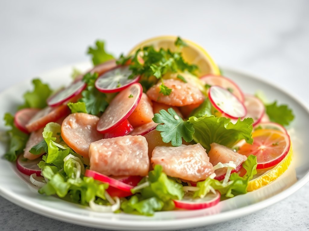 Palingsalade met citroendressing, AI-gegenereerde illustratie